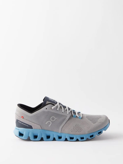 On Cloud X Rubber-trimmed Mesh Running Sneakers In Alloy | Niagara