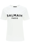 Balmain Flocked Logo T-shirt In White,black