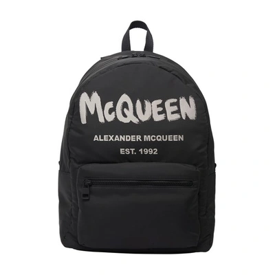 Alexander Mcqueen Metropolitan Backpack In Black Off White