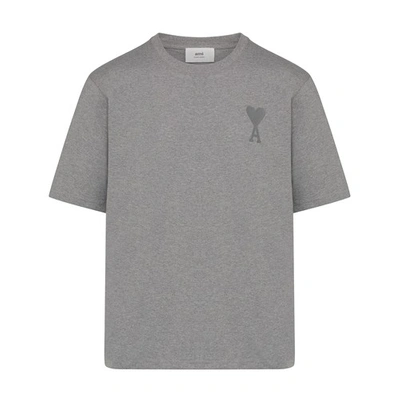 Ami Alexandre Mattiussi Logo Boxy Cotton Jersey T-shirt In Grey