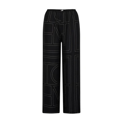 TOTÊME MONOGRAM PYJAMA SILK PANTS