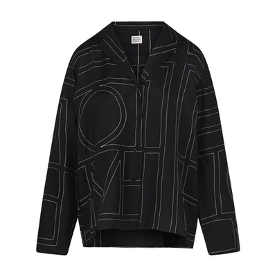 Totême Monogram Pyjama Silk Shirt In Black Monogram