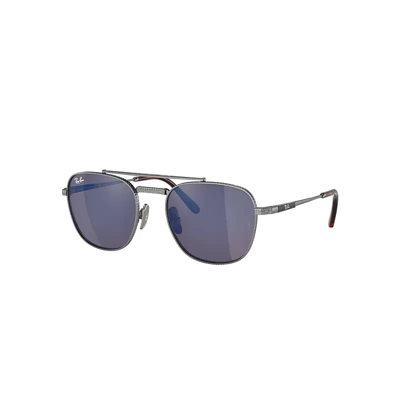Ray Ban Frank Ii Titanium Sunglasses Silver Frame Blue Lenses 54-20