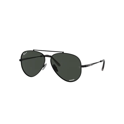 Ray Ban Aviator Ii Titanium Sunglasses Black Frame Grey Lenses Polarized 58-14