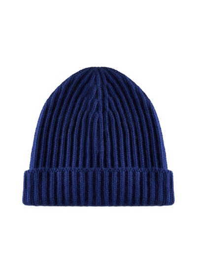 Malo Ribbed-knit Cashmere Beanie In Blau