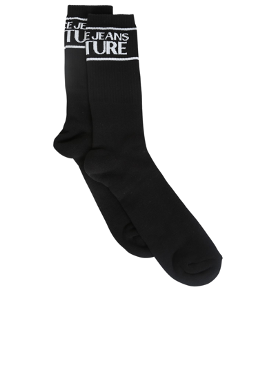 VERSACE JEANS COUTURE INTARSIA-KNIT LOGO ANKLE SOCKS