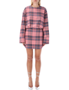 Attico Plaid-pattern Mini Shift Dress In Multicolor Pink