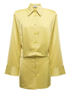 Attico Margot Satin Mini Shirt Dress In Yellow