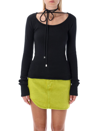 Attico Heather Cotton Blend Sweater In Black