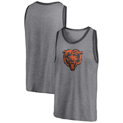 Fanatics Men's  Heathered Gray And Heathered Charcoal Chicago Bears Famous Tri-blend Tank Top In Heathered Gray,heathered Charcoal