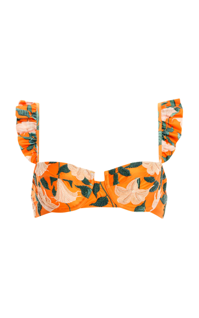 Agua By Agua Bendita Kiwi Ruffled Floral-print Recycled Underwired Bikini Top In Multi
