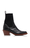 Chloé Women's Nellie Knit-trimmed Leather Boots In Black
