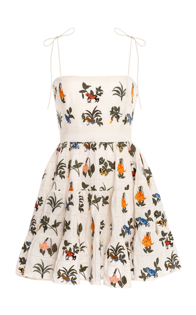 Agua By Agua Bendita + Net Sustain Lima Embroidered Linen Mini Dress In Print