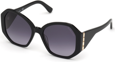 Guess By Marciano Gradient Smoke Geometric Ladies Sunglasses Gm0810-s 01b 57 In Black