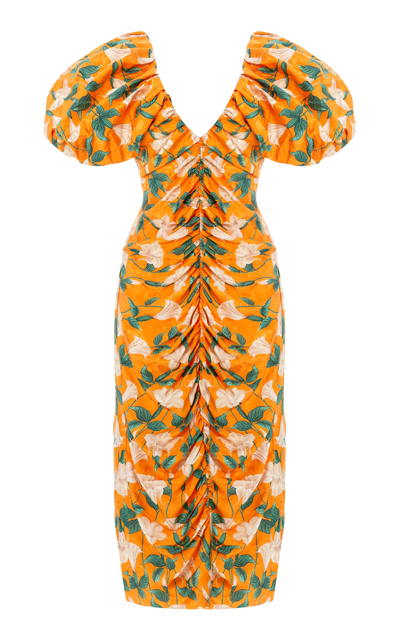 Agua By Agua Bendita Camelia Sabanero Dorado Floral-print Midi Dress In Multi