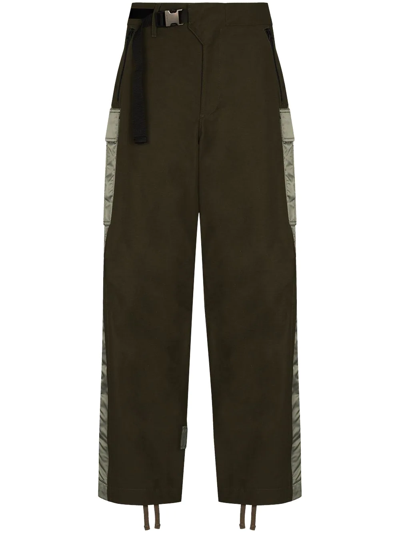 Sacai Belted Cargo-style Trousers In Green