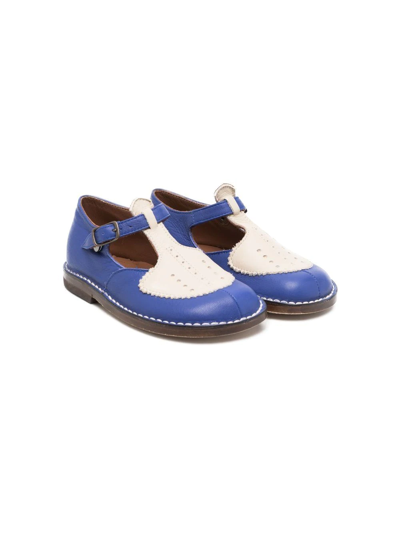 Pèpè Kids' Laura 双色镂空平底鞋 In Blue