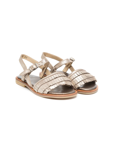 Two Con Me By Pépé Kids' Moira Fringed Open-toe Sandals In Gold