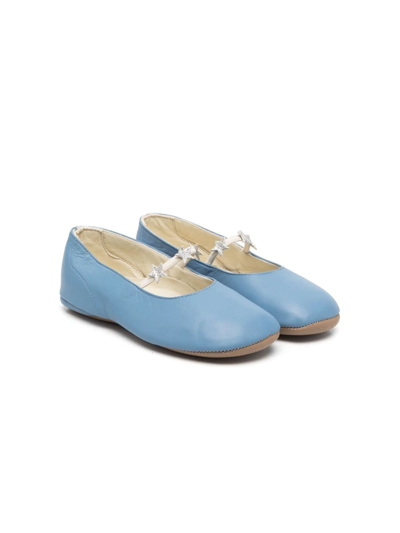 Pèpè Kids' Valentina Star Appliqué Ballerina Shoes In Blue