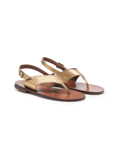 Pèpè Kids' Juliette Open Toe Sandals In Gold