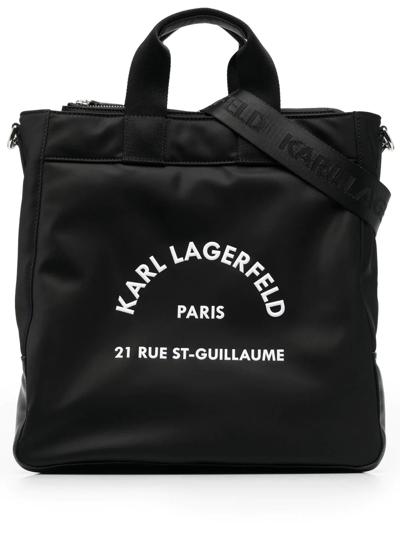 Karl Lagerfeld Logo-print Tote Bag In Black