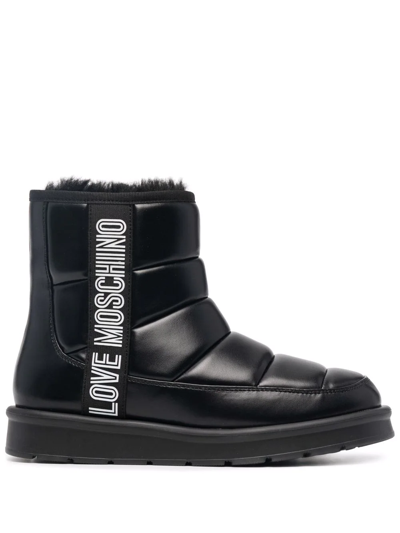 Love Moschino Logo-print Chunky Boots In Black