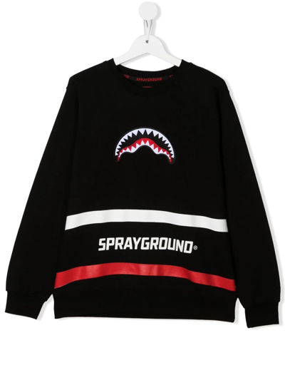 Sprayground Kid Teen Shark-teeth Cotton Sweatshirt In Black