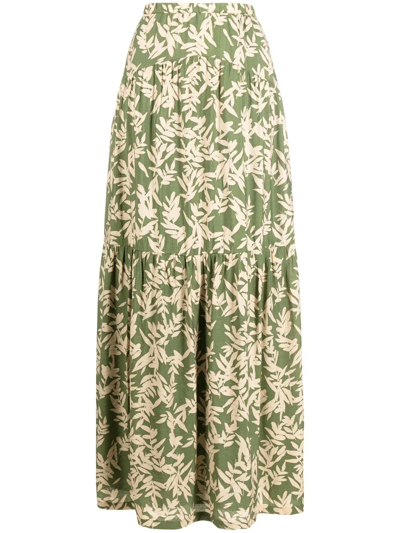 BA&SH BA&SH TALLY LEAF PRINT TIERED MAXI SKIRT 