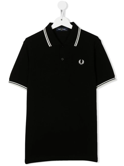 Fred Perry Embroidered-logo Detail Polo Shirt In Black
