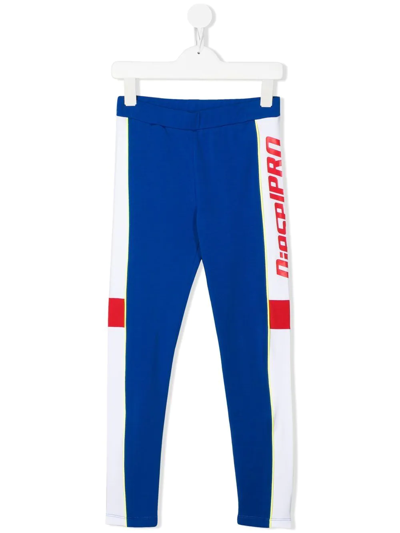 Diesel Kids' Side-stripe Logo-print Track-pants In Blue