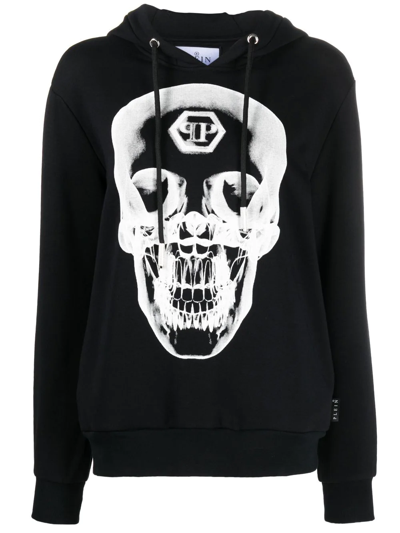 Philipp Plein Skull-print Cotton Hoodie In Black
