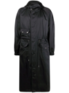Alexander Mcqueen Drawstring Waist Hooded Coat In Black