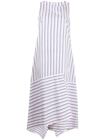 Odeeh Panelled Stripe-print Midi Dress In Pink