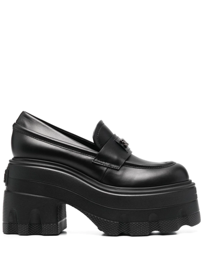 Casadei Rock 110mm Platform Loafers In Negro