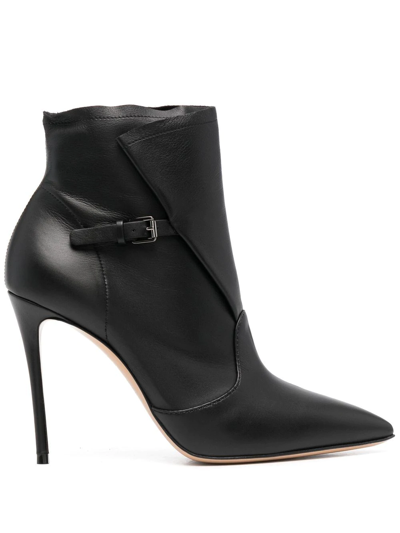 Casadei Buckled Leather Boots In Black