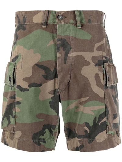 Rrl Camouflage Print Chino Shorts In Brown