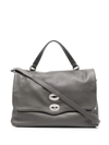 Zanellato Postina Rimboccata Tokyo Baby Leather Handbag In Grey