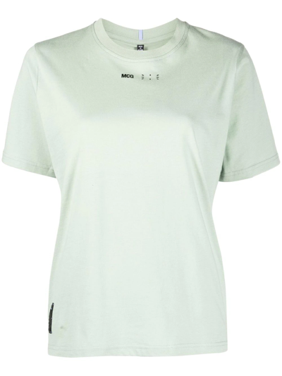Mcq By Alexander Mcqueen Woman Light Green T-shirt With Logo In Overcast