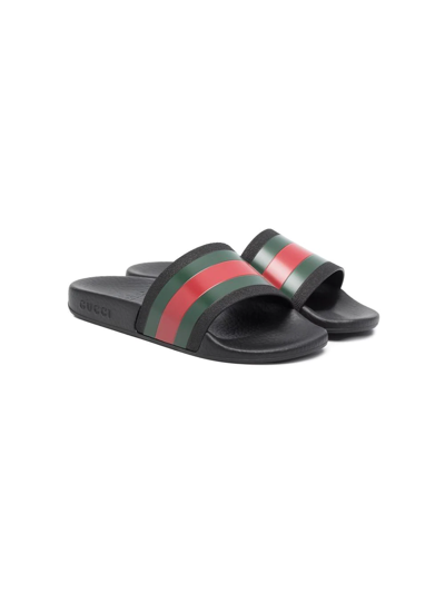 GUCCI SIGNATURE STRIPE-PRINT SLIDES