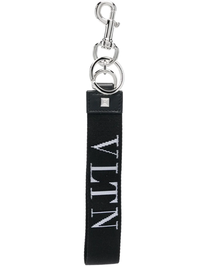 Valentino Garavani Logo-print Keyring In Black