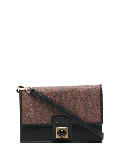 Etro Paisley-print Coated Crossbody Bag In Black