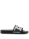 Dolce & Gabbana Logo-print Beach Sliders In Black