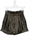 BALMAIN TEEN METALLIC HIGH-WAISTED SHORTS