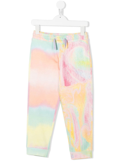 Stella Mccartney Kids' Tie-dye Print Tracksuit Bottoms In Yellow