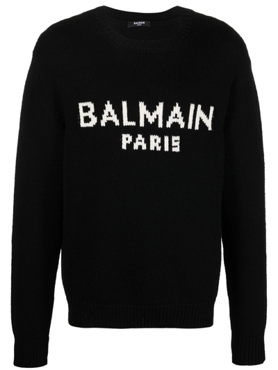 Balmain Round Neck Sweatshirt In Black