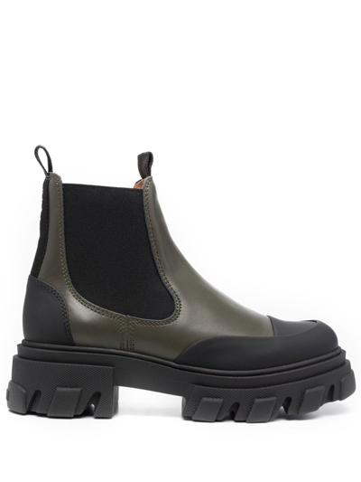Ganni Mid Chelsea Boots In Green