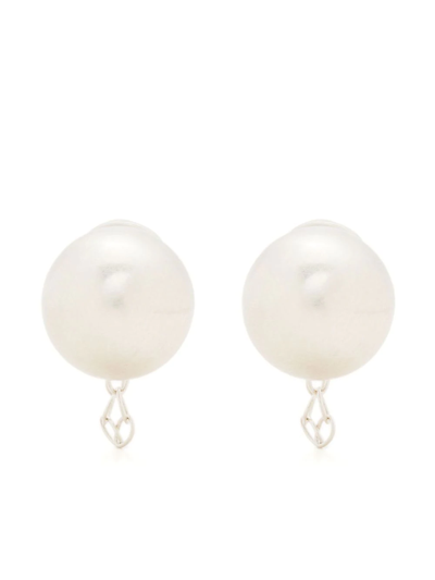 Jil Sander Pearl-stud Earrings In Silver