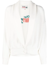 REINA OLGA FARRAH LOGO-EMBROIDERED CARDIGAN