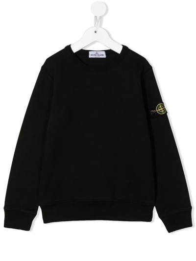 Stone Island Junior Kids' Logo-patch Sweatshirt In Black