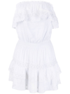 Melissa Odabash Salma Off-the-shoulder Tiered Lace-trimmed Poplin Mini Dress In White